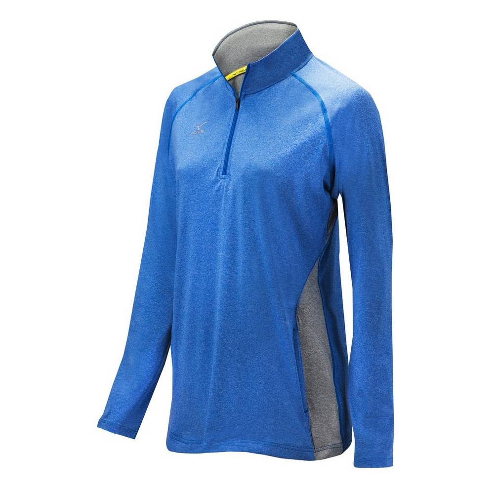 Casaco Mizuno Fire 1/2 Zip - Mulher - Vermelhas Azul Marinho/Cinzentas - FBOHG1407